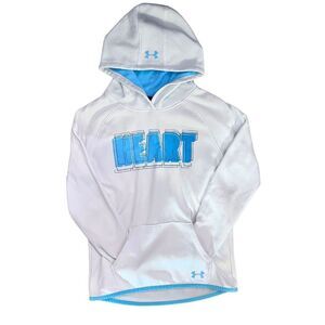 Under Armour Hoodie White Heart Pullover Girls Size‎ Medium